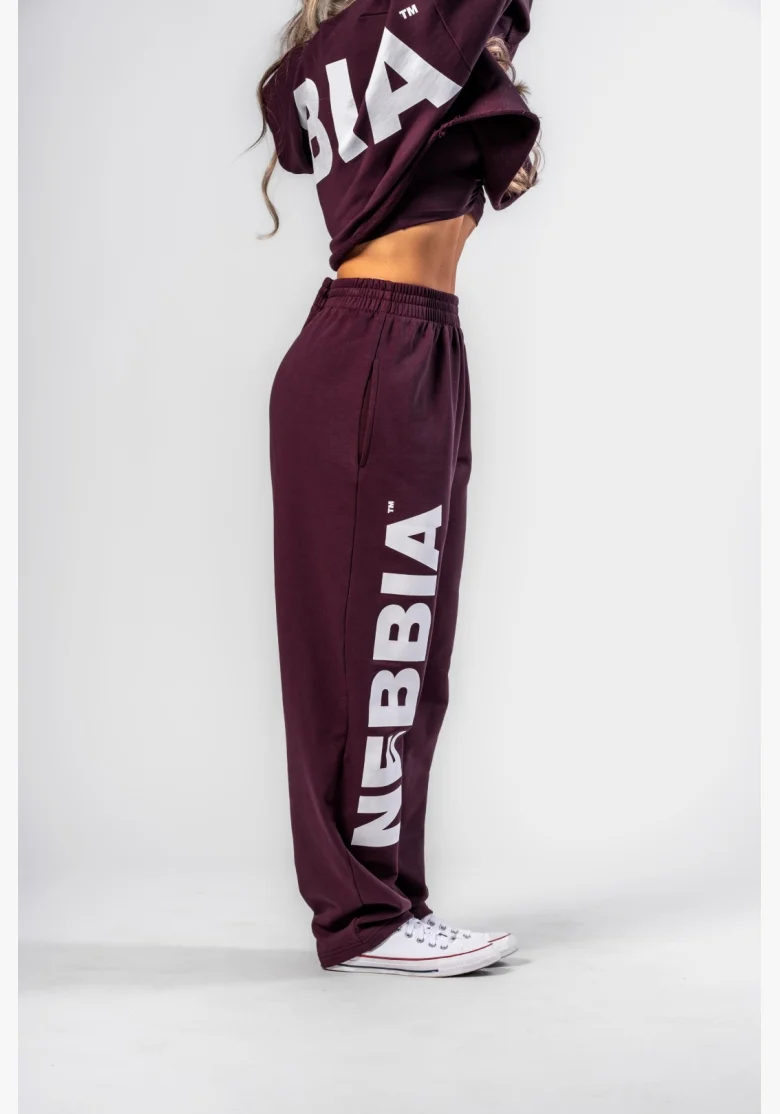 NEBBIA • NEBBIA Volné baggy tepláky BOYFRIEND STYLE bordové • Nebshop.cz