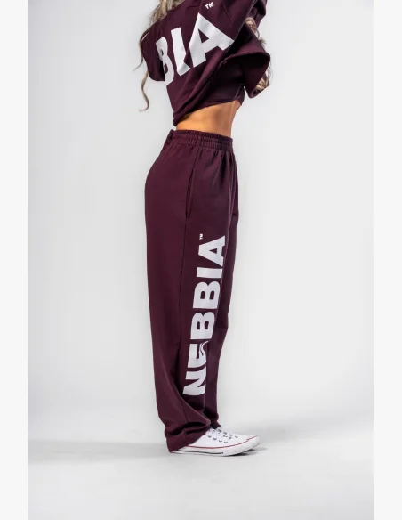 NEBBIA • NEBBIA Volné baggy tepláky BOYFRIEND STYLE bordové • Nebshop.cz
