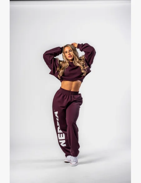 NEBBIA • NEBBIA Volné baggy tepláky BOYFRIEND STYLE bordové • Nebshop.cz