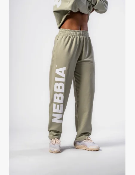 NEBBIA • NEBBIA Volné baggy tepláky BOYFRIEND STYLE světle zelené • Nebshop.cz