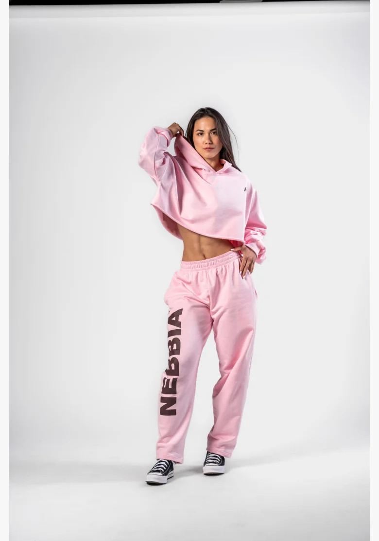 NEBBIA • NEBBIA Volné baggy tepláky BOYFRIEND STYLE růžové • Nebshop.cz