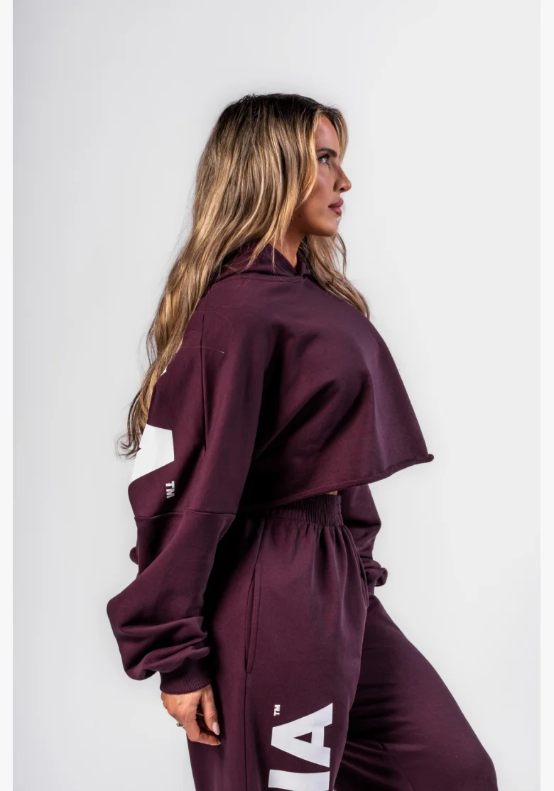 NEBBIA • NEBBIA Oversized mikina s kapucí OWN YOUR POWER bordová • Nebshop.cz