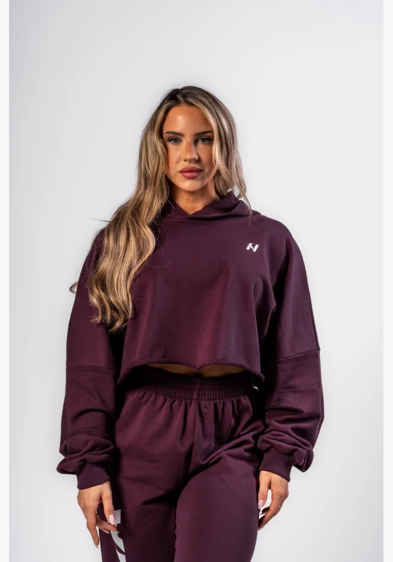 NEBBIA • NEBBIA Oversized mikina s kapucí OWN YOUR POWER bordová • Nebshop.cz
