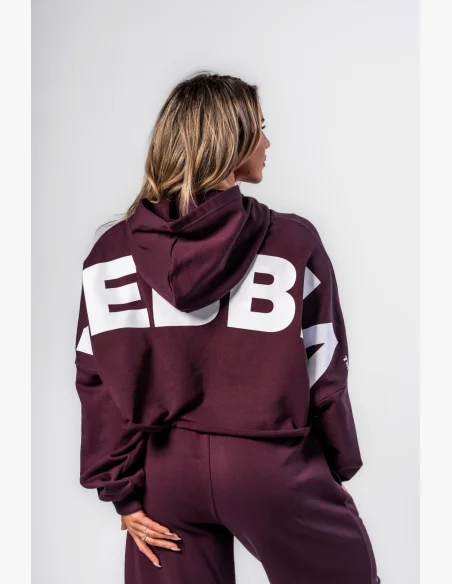 NEBBIA • NEBBIA Oversized mikina s kapucí OWN YOUR POWER bordová • Nebshop.cz