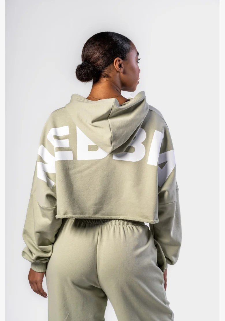 NEBBIA • NEBBIA Oversized mikina s kapucí OWN YOUR POWER světle zelená • Nebshop.cz