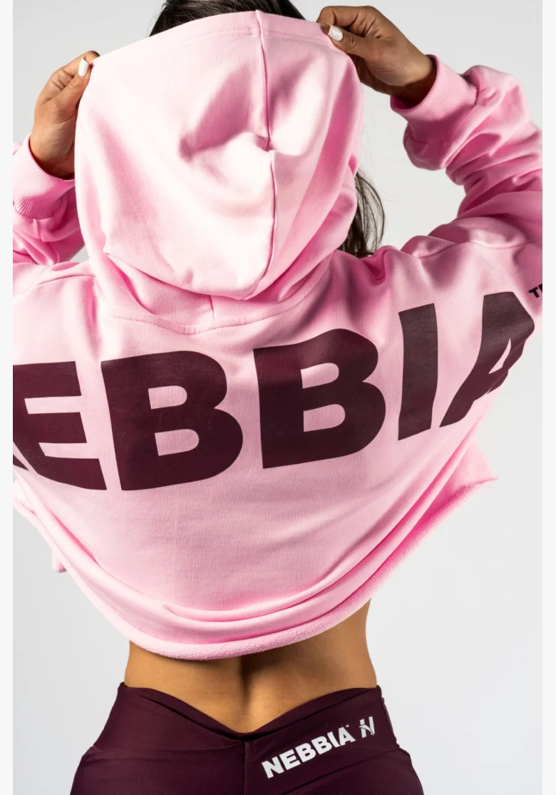 NEBBIA • NEBBIA Oversized mikina s kapucí OWN YOUR POWER růžová • Nebshop.cz