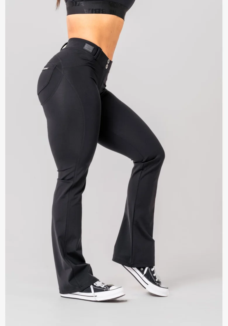 NEBBIA • NEBBIA Flared Bubble Butt legíny 2.0 POWER LIFT černé • NebShop