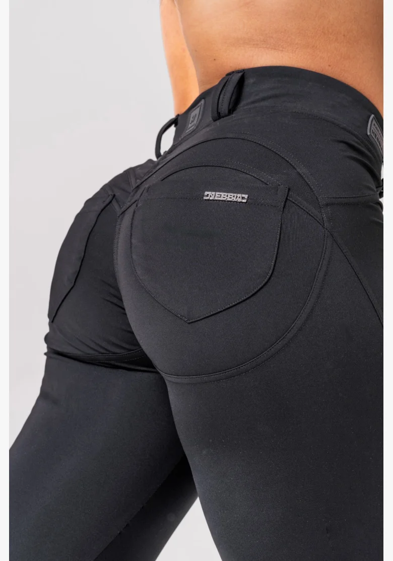 NEBBIA • NEBBIA Flared Bubble Butt legíny 2.0 POWER LIFT černé • NebShop