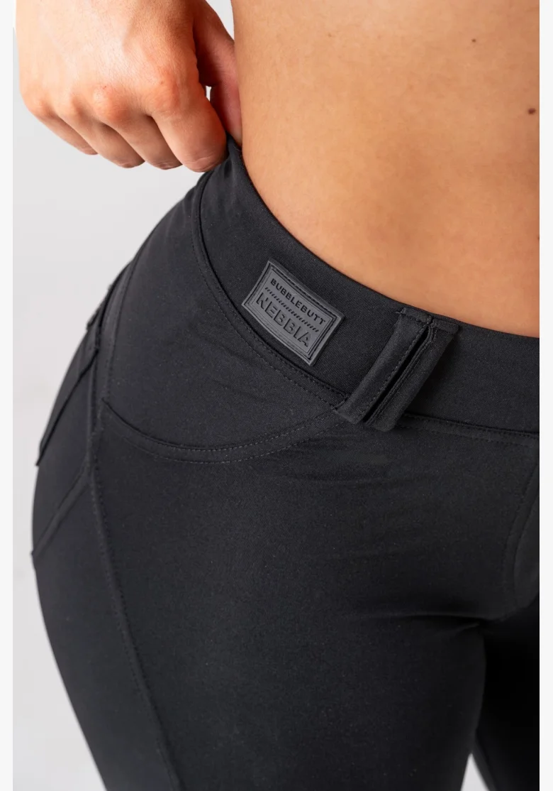 NEBBIA • NEBBIA Flared Bubble Butt legíny 2.0 POWER LIFT černé • NebShop