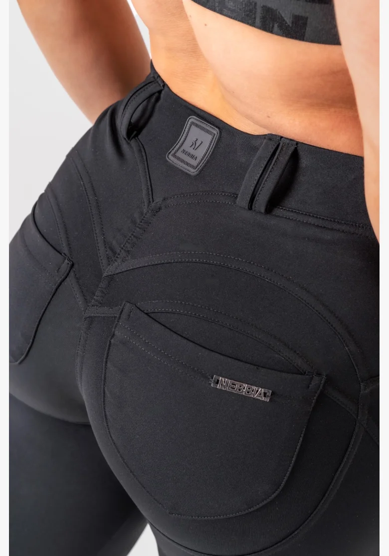 NEBBIA • NEBBIA Flared Bubble Butt legíny 2.0 POWER LIFT černé • NebShop