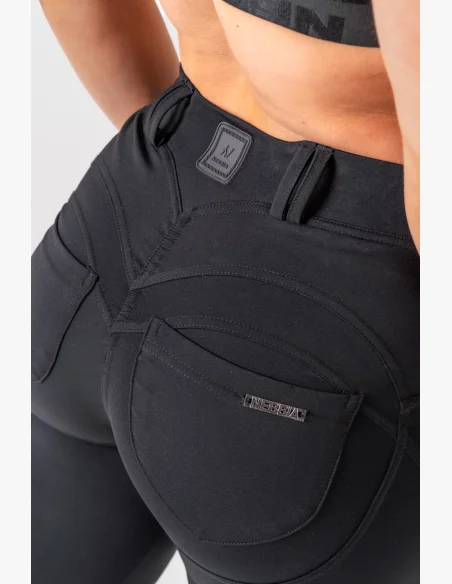 NEBBIA • NEBBIA Flared Bubble Butt legíny 2.0 POWER LIFT černé • NebShop