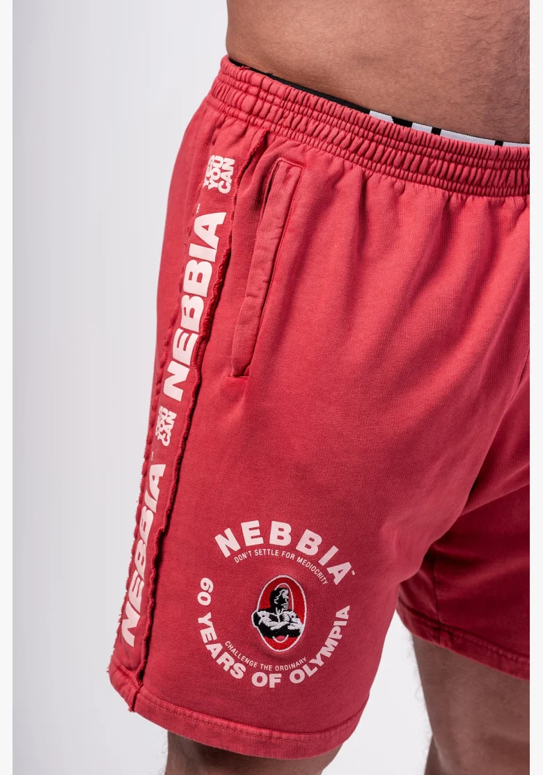 NEBBIA • NEBBIA Washed teplákové šortky LEGEND červené • NebShop
