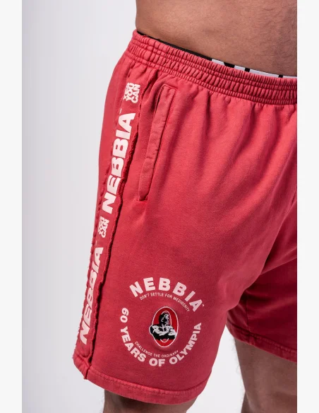 NEBBIA • NEBBIA Washed teplákové šortky LEGEND červené • NebShop