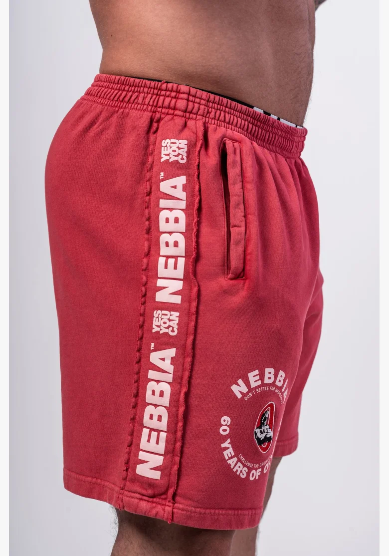 NEBBIA • NEBBIA Washed teplákové šortky LEGEND červené • NebShop