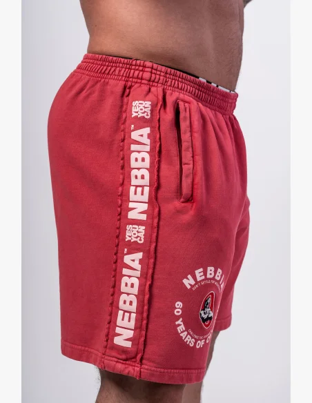 NEBBIA • NEBBIA Washed teplákové šortky LEGEND červené • NebShop