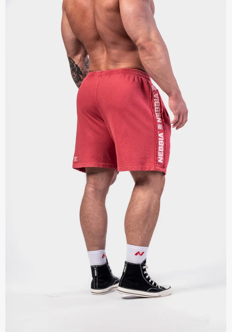 NEBBIA • NEBBIA Washed teplákové šortky LEGEND červené • NebShop