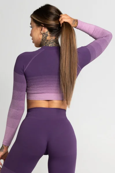 GYM GLAMOUR • Gym Glamour Crop-Top s dlouhým rukávem Violet Ombre • NebShop 2