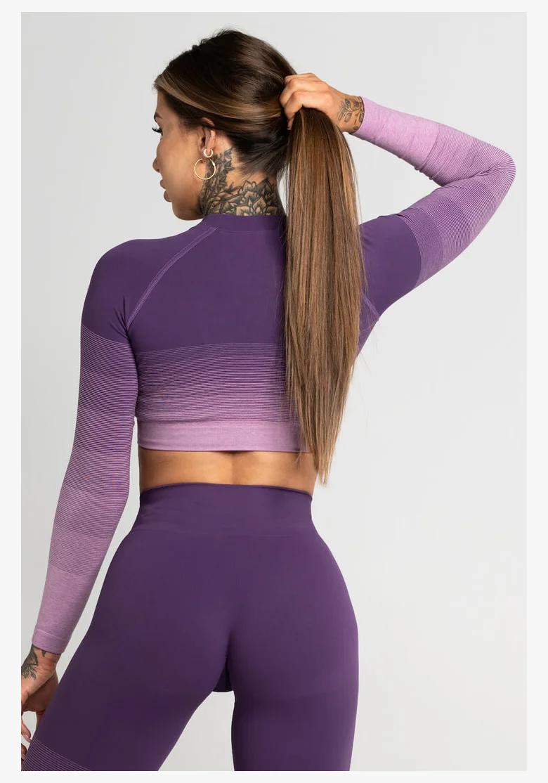 GYM GLAMOUR • Gym Glamour Crop-Top s dlouhým rukávem Violet Ombre • NebShop