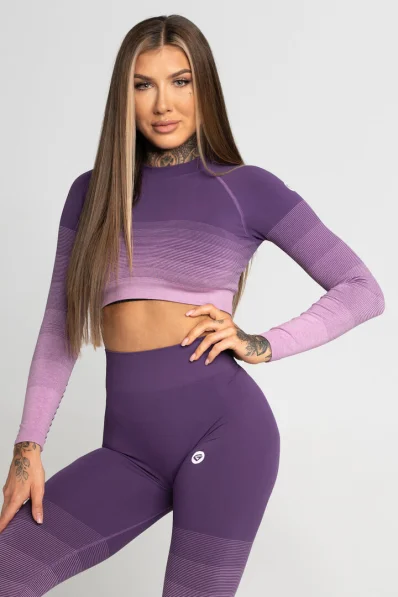 GYM GLAMOUR • Gym Glamour Crop-Top s dlouhým rukávem Violet Ombre • NebShop