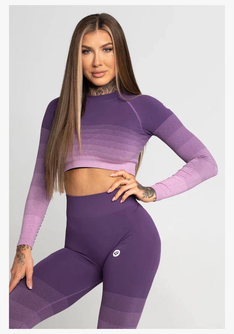 GYM GLAMOUR • Gym Glamour Crop-Top s dlouhým rukávem Violet Ombre • NebShop
