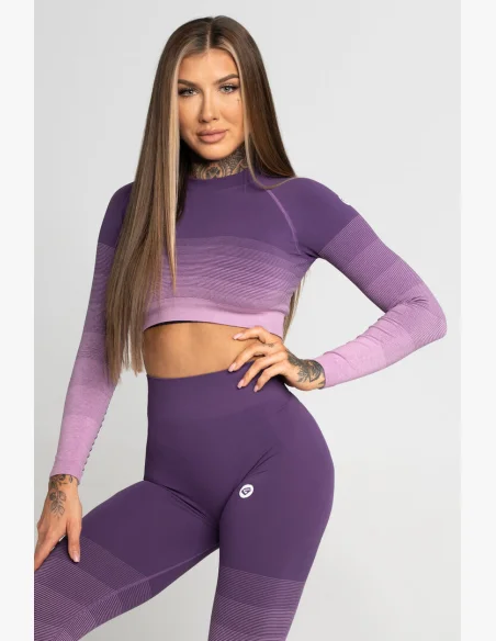 GYM GLAMOUR • Gym Glamour Crop-Top s dlouhým rukávem Violet Ombre • NebShop