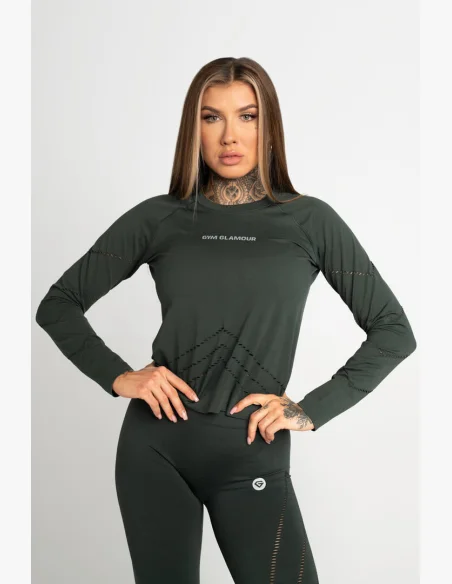 GYM GLAMOUR • Gym Glamour Top s dlouhým rukávem Deep Forest • NebShop