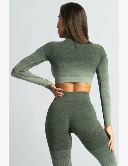 GYM GLAMOUR • Gym Glamour Crop-Top s dlouhým rukávem Khaki • NebShop