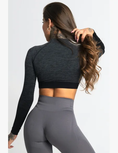 GYM GLAMOUR • Gym Glamour Crop-Top s dlouhým rukávem Grey • NebShop