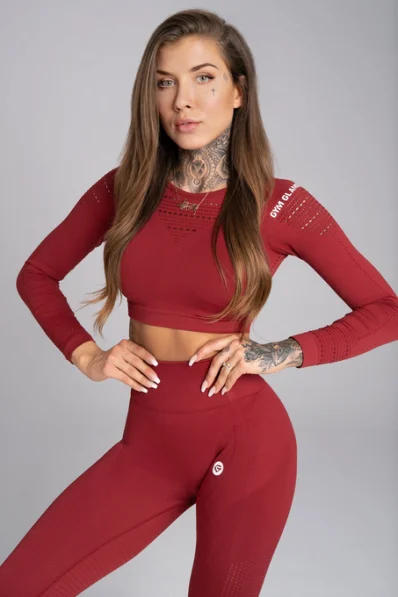 GYM GLAMOUR • Gym Glamour Crop top s dlouhým rukávem Bordo • NebShop