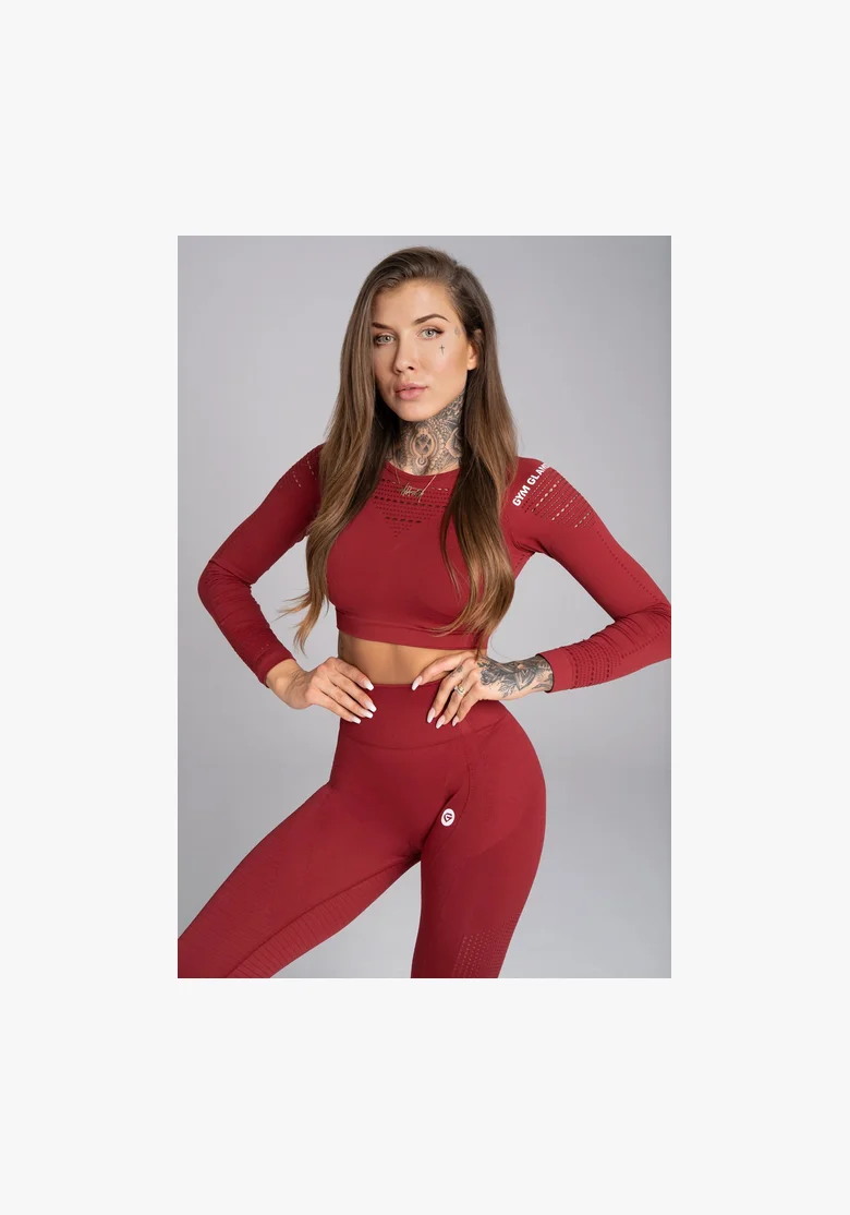 GYM GLAMOUR • Gym Glamour Crop top s dlouhým rukávem Bordo • NebShop