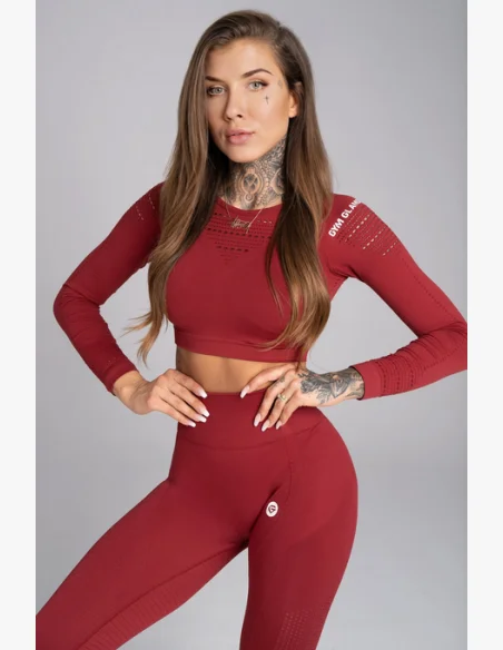 GYM GLAMOUR • Gym Glamour Crop top s dlouhým rukávem Bordo • NebShop