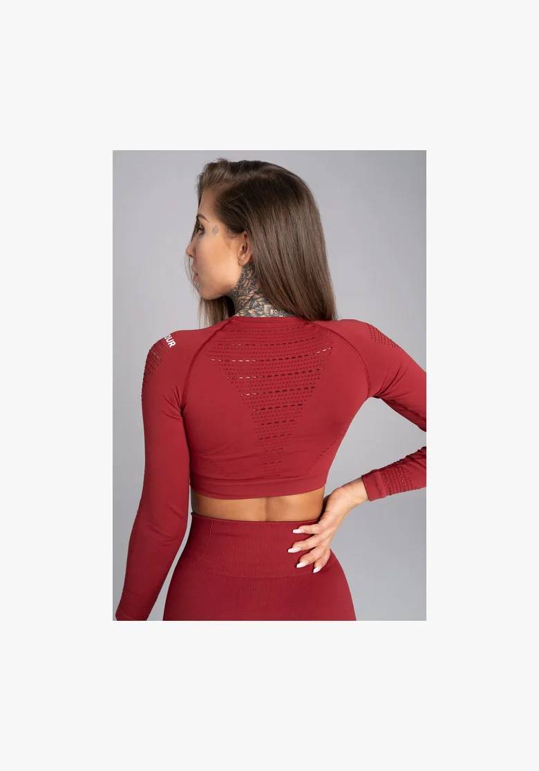GYM GLAMOUR • Gym Glamour Crop top s dlouhým rukávem Bordo • NebShop