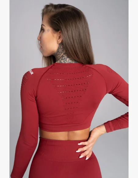 GYM GLAMOUR • Gym Glamour Crop top s dlouhým rukávem Bordo • NebShop