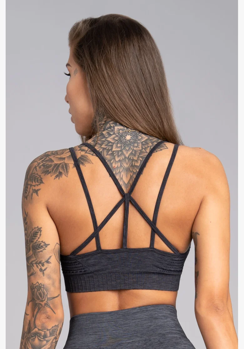 GYM GLAMOUR • Gym Glamour Fitness podprsenka Seamless Grey Melange • NebShop