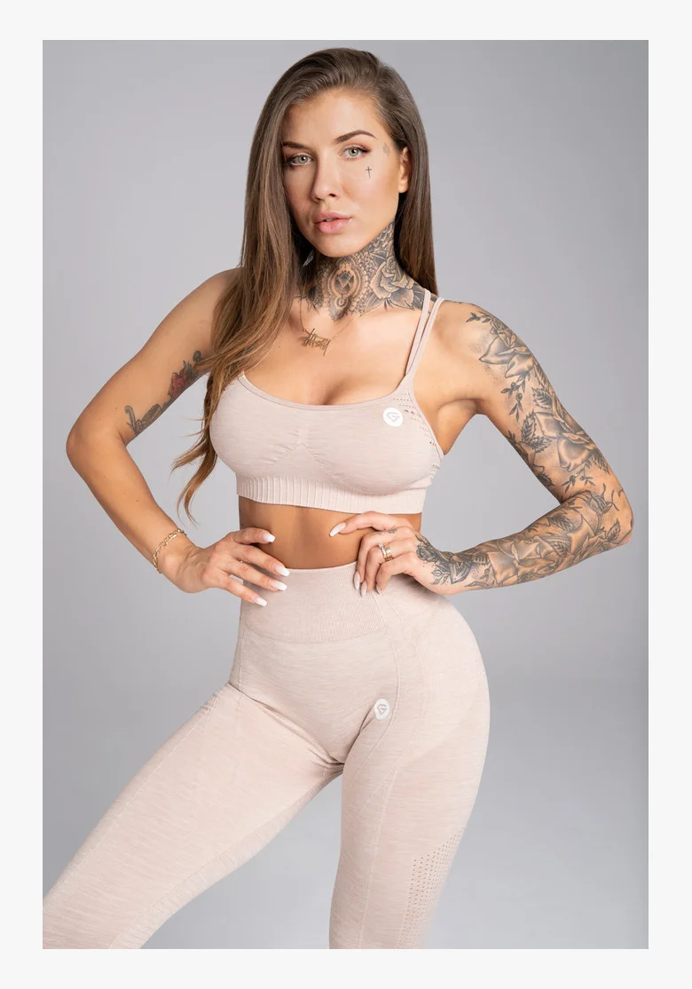 GYM GLAMOUR • Gym Glamour Fitness podprsenka Seamless Beige Melange • NebShop