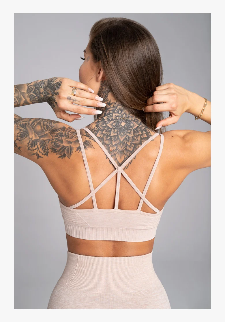 GYM GLAMOUR • Gym Glamour Fitness podprsenka Seamless Beige Melange • NebShop