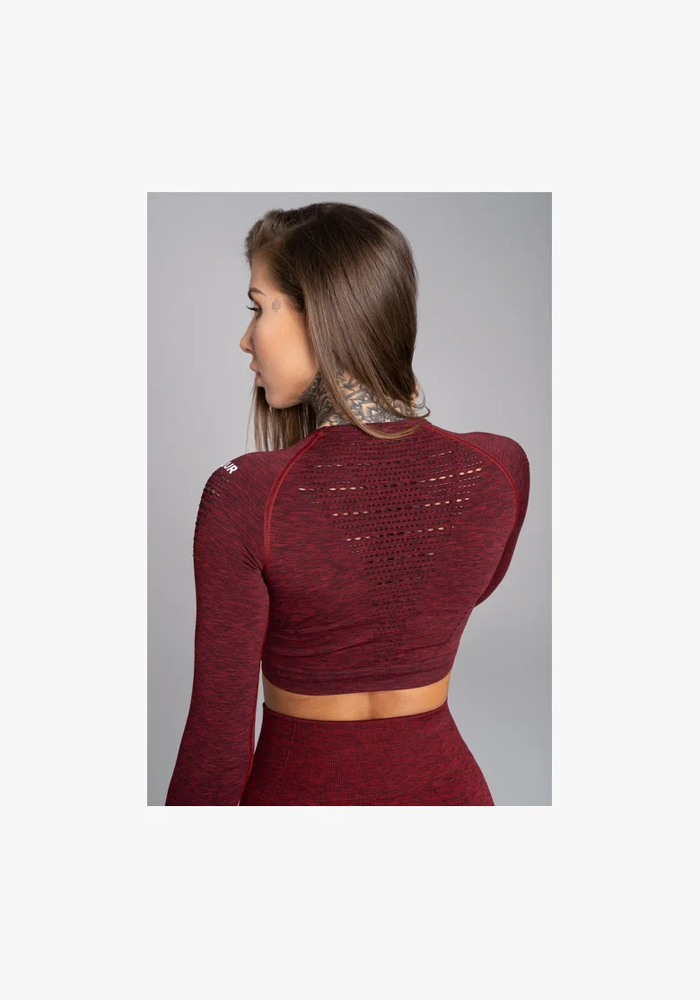 GYM GLAMOUR • Gym Glamour Crop top s dlouhým rukávem Bordo Melange • NebShop