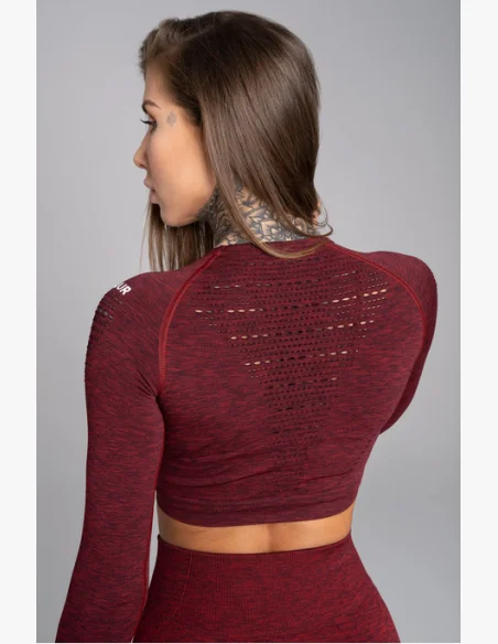 GYM GLAMOUR • Gym Glamour Crop top s dlouhým rukávem Bordo Melange • NebShop