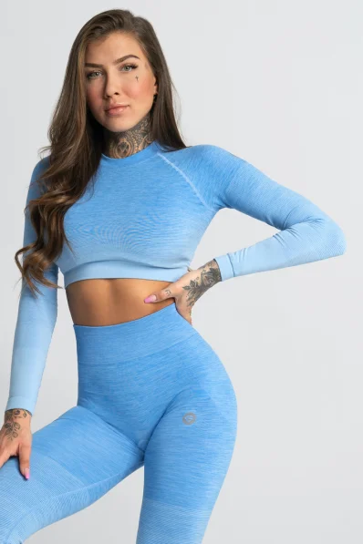 GYM GLAMOUR • Gym Glamour Crop-Top s dlouhým rukávem Blue • NebShop