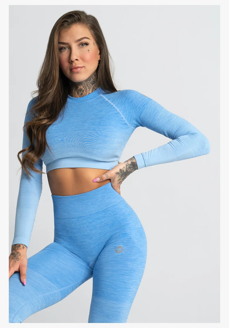 GYM GLAMOUR • Gym Glamour Crop-Top s dlouhým rukávem Blue • NebShop