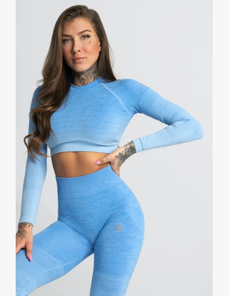 GYM GLAMOUR • Gym Glamour Crop-Top s dlouhým rukávem Blue • NebShop