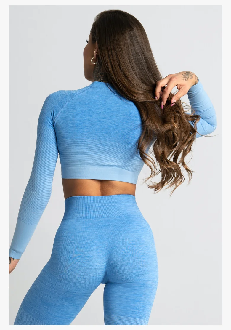 GYM GLAMOUR • Gym Glamour Crop-Top s dlouhým rukávem Blue • NebShop
