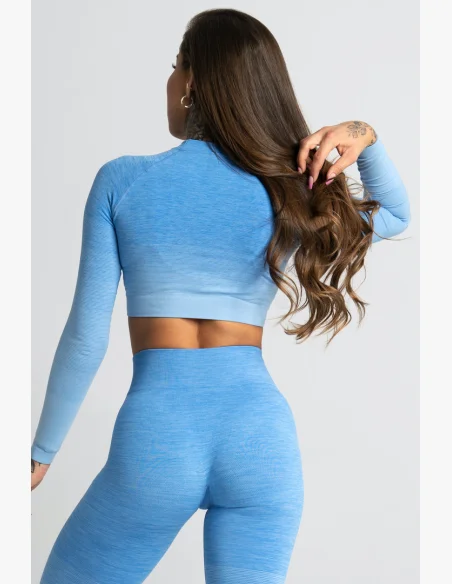 GYM GLAMOUR • Gym Glamour Crop-Top s dlouhým rukávem Blue • NebShop