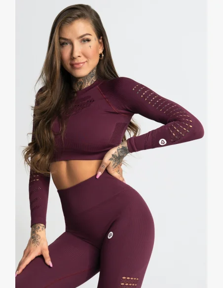 GYM GLAMOUR • Gym Glamour Crop top s dlouhým rukávem Dark Berry • NebShop