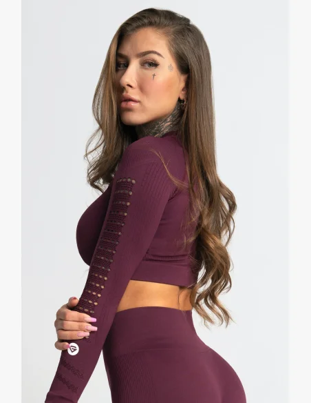 GYM GLAMOUR • Gym Glamour Crop top s dlouhým rukávem Dark Berry • NebShop