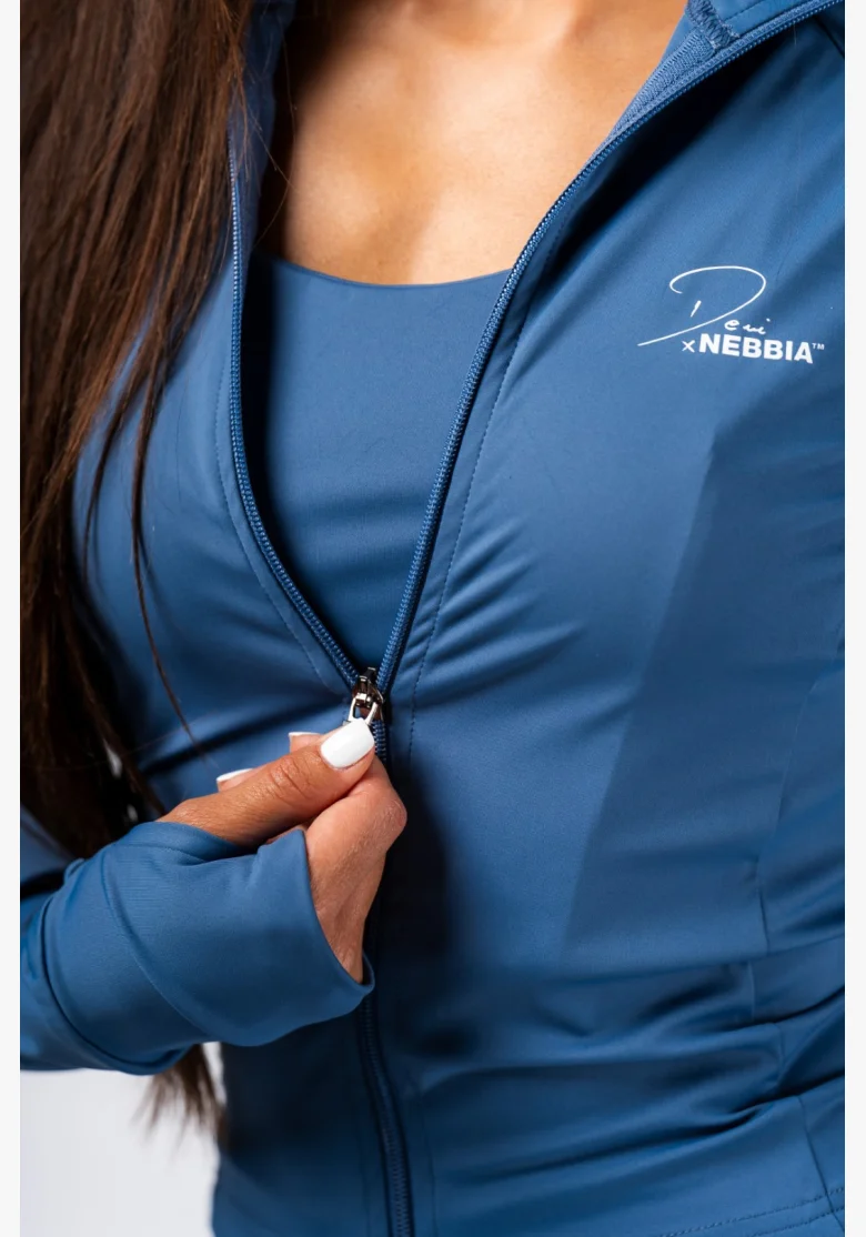 NEBBIA Deni x NEBBIA Fitness tracktop na zip modrá