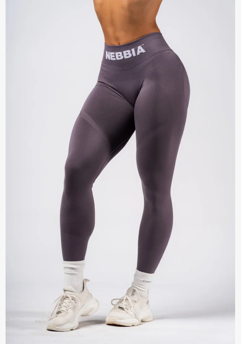 NEBBIA Bezešvé extra push-up legíny s vysokým pasem Flow Seamless šedé