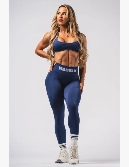NEBBIA Bezešvé extra push-up legíny s vysokým pasem Flow Seamless modré