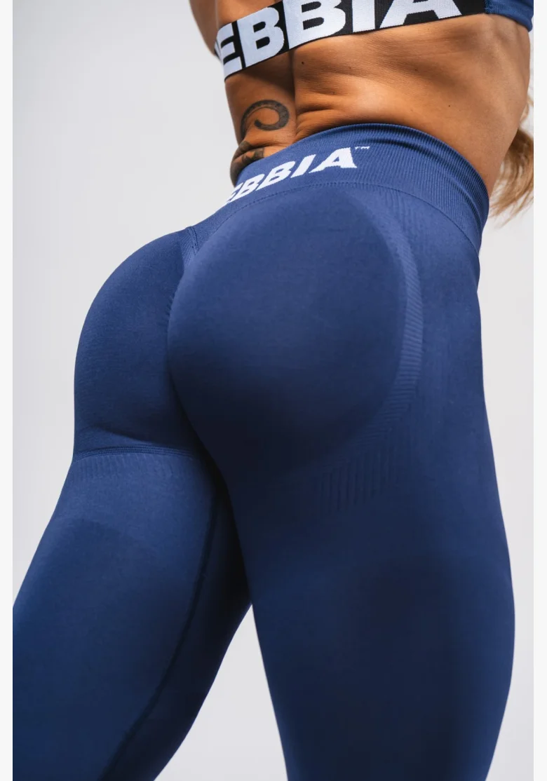 NEBBIA Bezešvé extra push-up legíny s vysokým pasem Flow Seamless modré