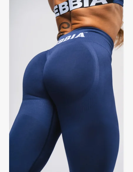 NEBBIA Bezešvé extra push-up legíny s vysokým pasem Flow Seamless modré